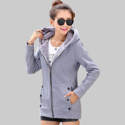 Zip-up Solid Full-Sleeve Hooded Casual Sweatshirt