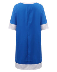 European Patchwork Casual 3/4 Sleeve Mini T shirt Dress