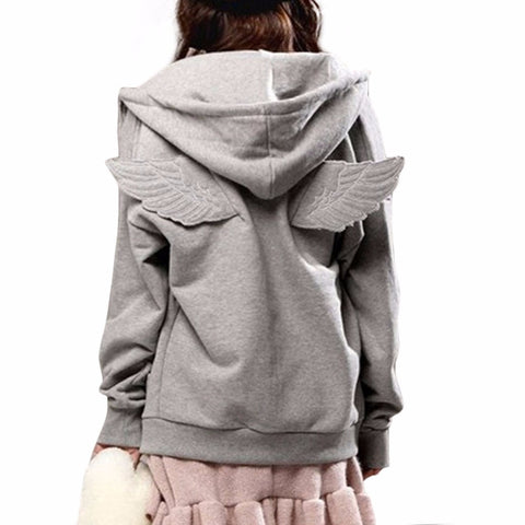 3D Angle Wings Hooded Casual Full Sleeve Fleece Jacket