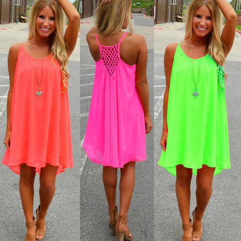 Beach Fluorescence Summer Chiffon Dress