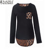 Casual Sexy Blouse Long Sleeve Leopard Patchwork Shirt