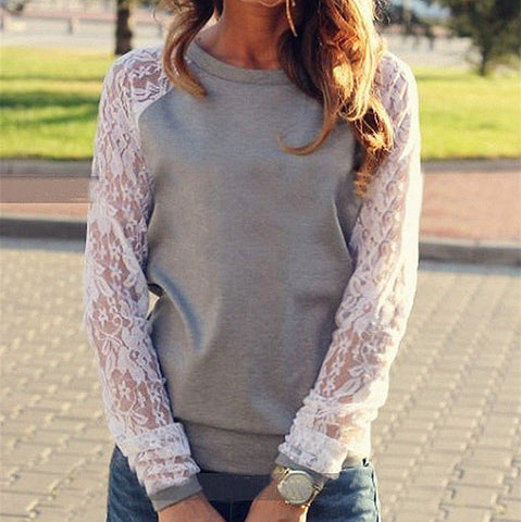 Long Sleeve Lace Crochet Pullovers