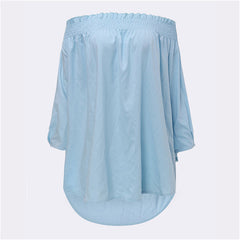 Sexy Off Shoulder Slash Neck Blouse Shirts Casual 3/4 Sleeve
