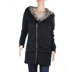Long Leopard Hooded Sweatshirts Jacket