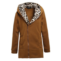 Long Leopard Hooded Sweatshirts Jacket
