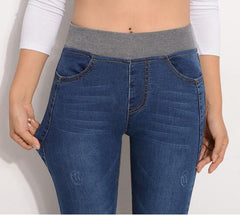 High Waist Thicken Fleeces Elastic Waist Pencil Pant
