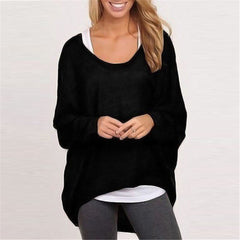 Batwing Long Sleeve Casual Loose Solid Top Shirt Sweater