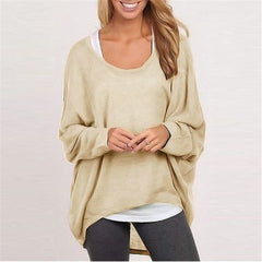 Batwing Long Sleeve Casual Loose Solid Top Shirt Sweater