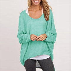 Batwing Long Sleeve Casual Loose Solid Top Shirt Sweater