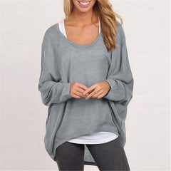 Batwing Long Sleeve Casual Loose Solid Top Shirt Sweater