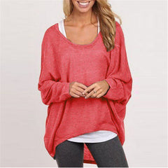 Batwing Long Sleeve Casual Loose Solid Top Shirt Sweater