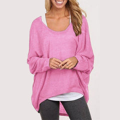 Batwing Long Sleeve Casual Loose Solid Top Shirt Sweater
