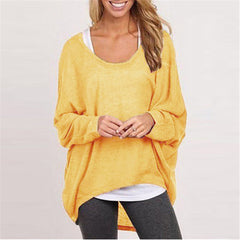 Batwing Long Sleeve Casual Loose Solid Top Shirt Sweater