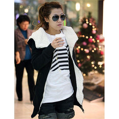 Fashion Zipper Up Thick Fleece Outwear Casual Coats Jacket