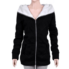 Fashion Zipper Up Thick Fleece Outwear Casual Coats Jacket