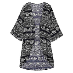 3/4 Sleeve Casual Beach Boho Cover Up Cardigan Long Blouse