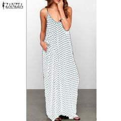 Strapless Polka Dot Casual Loose Long Maxi Summer Dress
