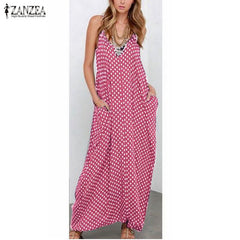 Strapless Polka Dot Casual Loose Long Maxi Summer Dress