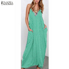 Strapless Polka Dot Casual Loose Long Maxi Summer Dress