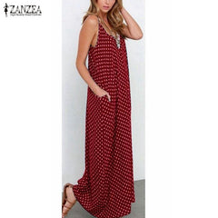 Strapless Polka Dot Casual Loose Long Maxi Summer Dress