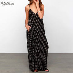 Strapless Polka Dot Casual Loose Long Maxi Summer Dress