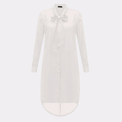 Bow Long Sleeve Casual Amsymetircal Chiffon Blouse