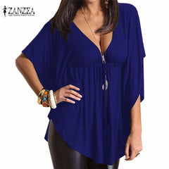 Loose Sexy V-Neck Batwing Sleeve Tee Tops