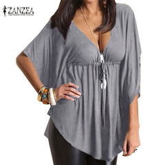 Loose Sexy V-Neck Batwing Sleeve Tee Tops