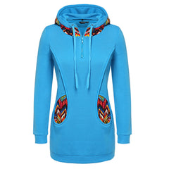 Fashion Patchwork Pullover Hoodie Floral Print Long Sleeve