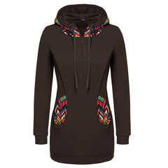 Fashion Patchwork Pullover Hoodie Floral Print Long Sleeve