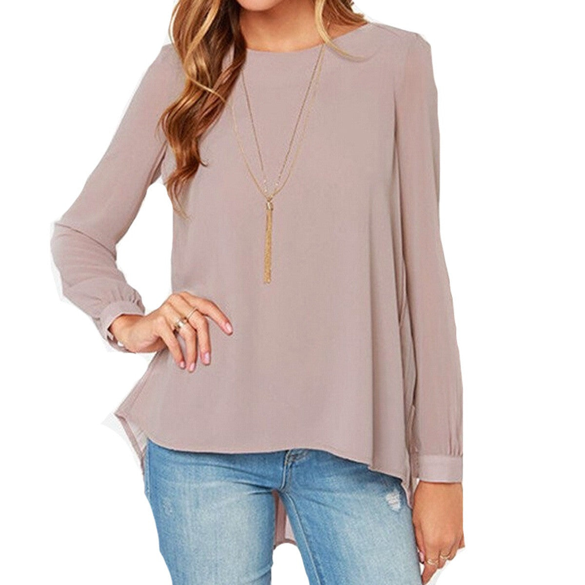 Oversized Sexy Casual Loose Chiffon Tops Long Sleeve