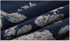 Print Flower Pattern Wide Leg Loose Linen Dress Pants