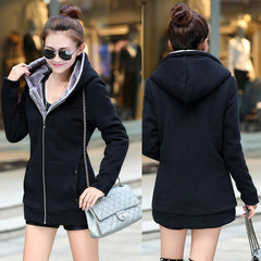 Zip-up Solid Full-Sleeve Hooded Casual Sweatshirt