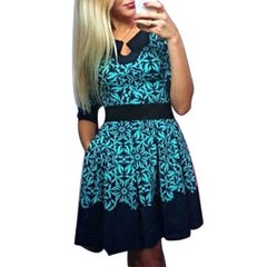 Floral Half Sleeve Slim Elegant Fit Casual Sexy A-Line Mini Dress