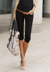 Slim Elastic Cotton Candy Capris Women Pants