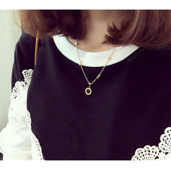 Loose Long Sleeve Lace Joint Blocking Shirts Sweatshirt