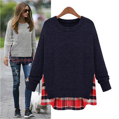 Slim Hoodies Sweatshirt Pullover Plaid