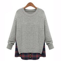 Slim Hoodies Sweatshirt Pullover Plaid
