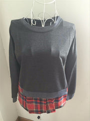Slim Hoodies Sweatshirt Pullover Plaid