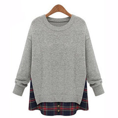 Slim Hoodies Sweatshirt Pullover Plaid