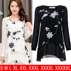 Long Sleeve Women Chiffon Blouse White Lace