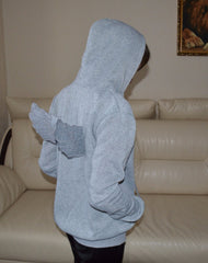 3D Angle Wings Hooded Casual Full Sleeve Fleece Jacket