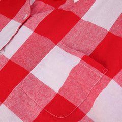 Red Plaid Elegant Big Square Patchwork Deep V Neck Shirt