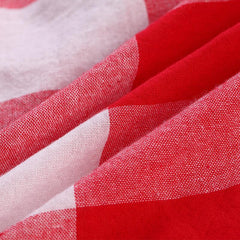 Red Plaid Elegant Big Square Patchwork Deep V Neck Shirt