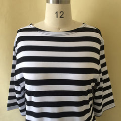 Striped Knee-Length Casual O-neck Loose Dress