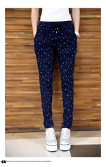 Casual Loose Tie Elastic Waist Pencil Harem Pants