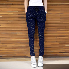 Casual Loose Tie Elastic Waist Pencil Harem Pants
