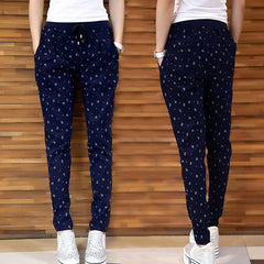 Casual Loose Tie Elastic Waist Pencil Harem Pants