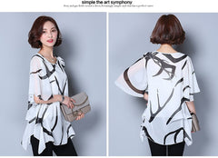 Half Sleeve Chiffon Shirts Women Printed Tops