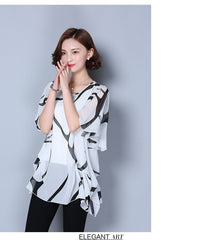 Half Sleeve Chiffon Shirts Women Printed Tops